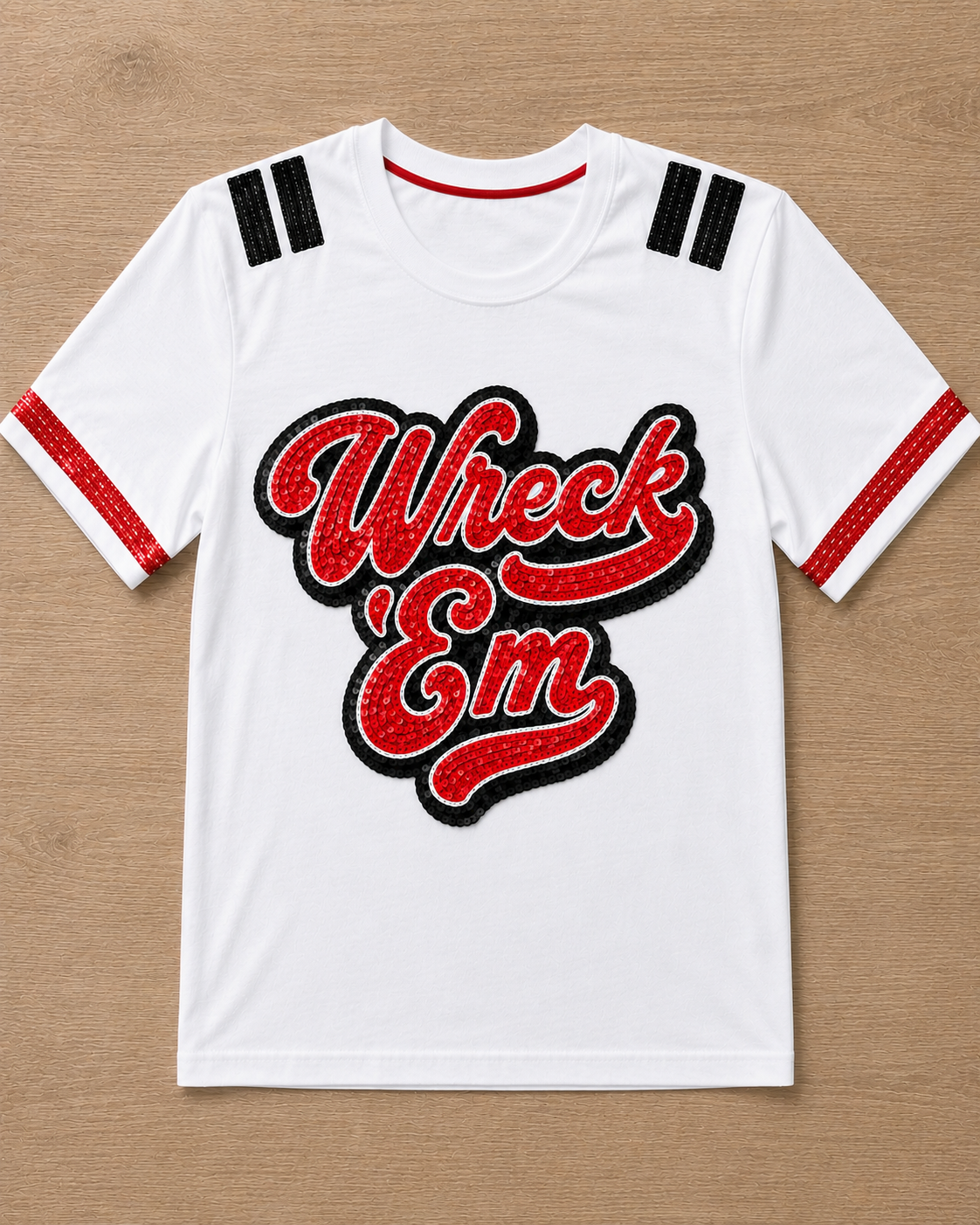 Wreck 'Em Varsity Sparkle Tee (Mock Up)