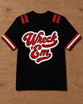 Black Wreck 'Em Varsity Sparkle Tee (Mock Up)